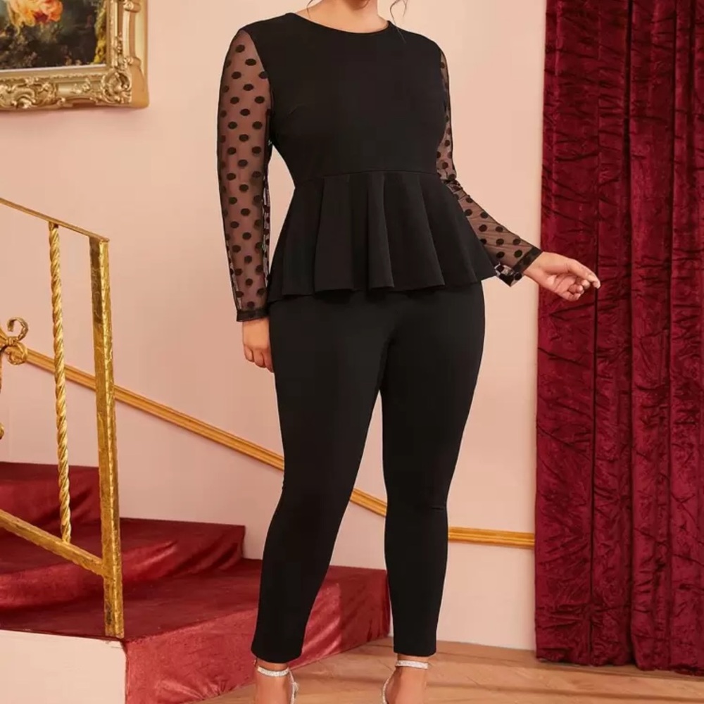 Elegant Black Peplum blouse and pant
